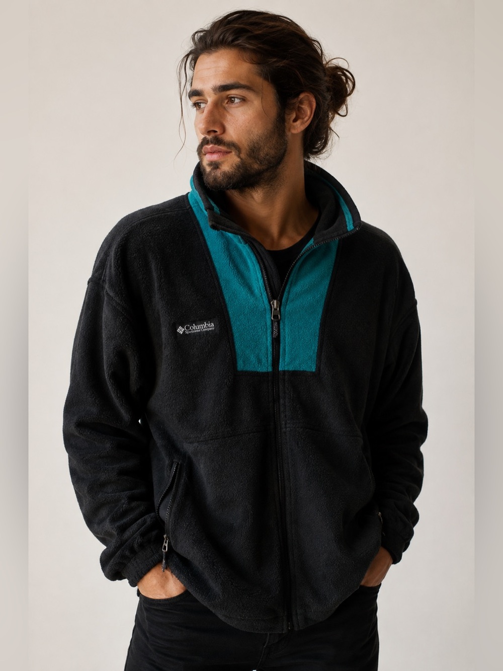Vintage Columbia Fleece Zip Jacket Teal Heritage Hiking Gorpcore Manly 90s Trail